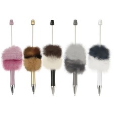 5Pcs Fluffy Beadable Pens, Plastic Bead Pen for DIY Beads, Multicolor