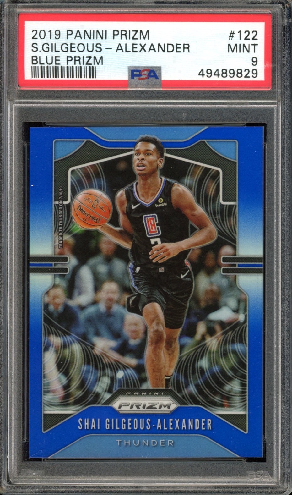 Shai Gilgeous-Alexander 2019-20 Panini Prizm Blue Prizm /199 #122 PSA 9 Mint