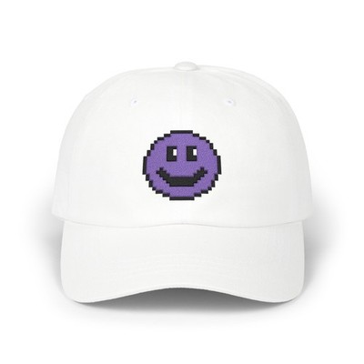 Classic Dad Cap Retro 8-Bit Smile Face Purple Guy Emoji Graphic Design