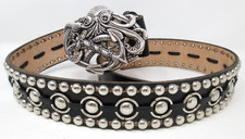 Vtg Leather Studded Belt Octopus Buckle Steam Punk Belts By Williamson Made USA