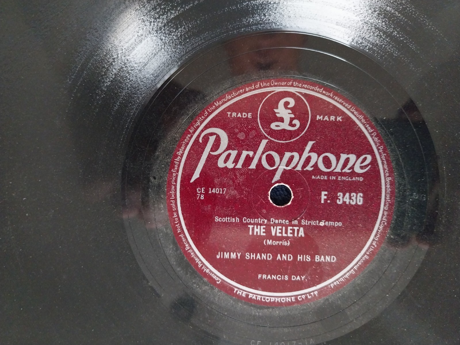 Jimmy Shand & Band: Bluebell Polka/The Veleta 10" Shellac 78 Excellent Condition