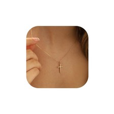Gold Cross Necklace Women Trendy - Dainty 14K-Gold-Plated Cross Necklace for Wom