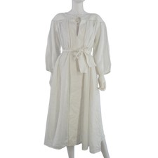 Zimmermann Linen Dress Ivory Midi Peasant Bohemian Belted size 2 UK 12