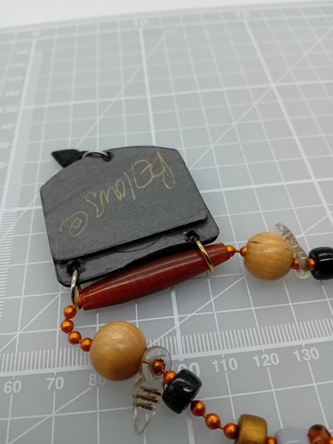 Handmade Artisan Suzanne Bellows Necklace Signed Mixed Media Card Beads Chain - Picture 5 of 5