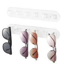 WPESI Wall Glasses Holder 2 pack,Sunglass Organizer,Acrylic 6 Slots, Clear