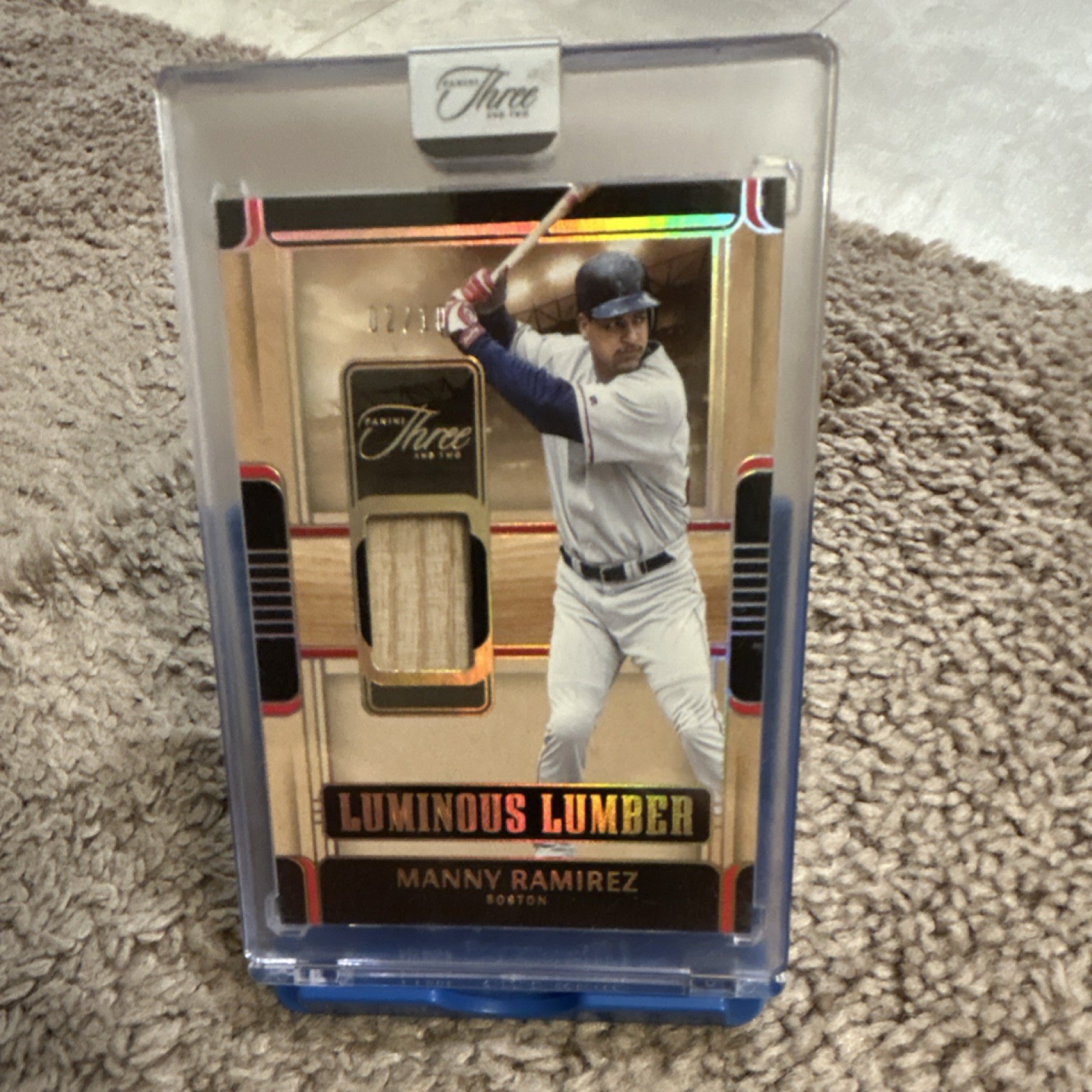 Panini Three And Two Luminous Lumber Manny Ramirez Holo Gold Mem Boston /10