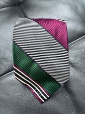 POLO Ralph Lauren Silk Tie Necktie Red/Green Stripes 3.5"x56.5" Handmade USA