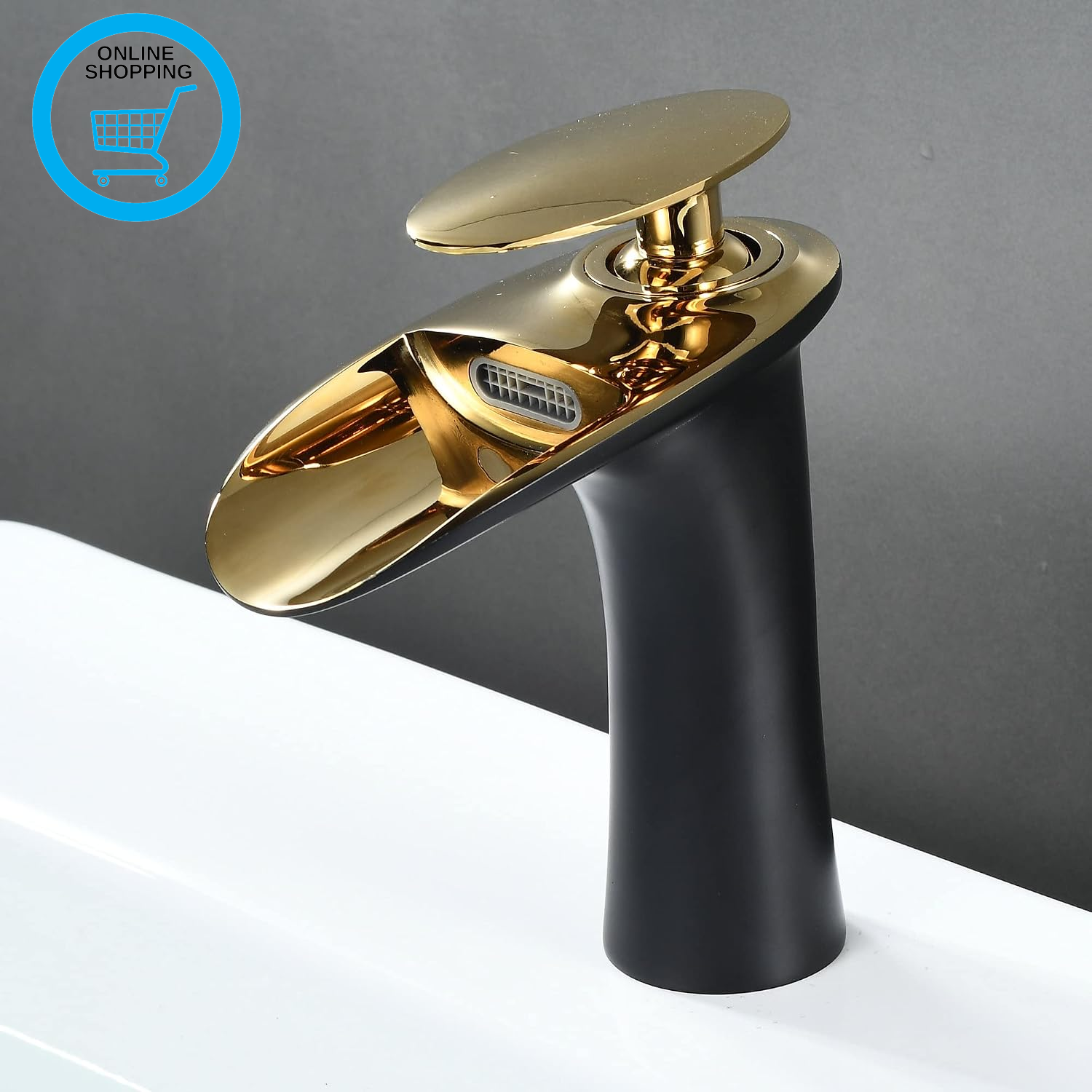 Bathroom Sink Taps Mixers - Black Gold Bathroom Basin Mixer Tap - Waterfall Bath