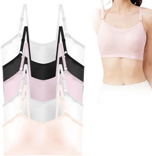 5 Pack Cotton Starter Bras, Training Bra with Fixed Bust Pad for 12-16 Years