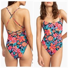 Roxy Tropical Floral 1pc Swimsuit Anthracite Flora Fiesta