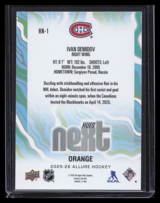 Ivan Demidov 2025-26 Upper Deck Allure #HN-1 Hues Next? Orange | eBay