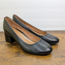 Vionic Carmel Pumps 12 Black Nappa Leather Black Heels Shoes Career Office Wear