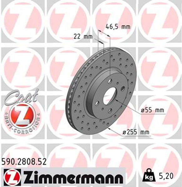 2X Bremsscheibe Sport Z Zimmermann 590.2808.52 FüR Yaris Toyota KSP130_ KSP130-image