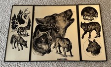 Vintage 3 Piece Wolves Wolf Panel Mirror Set Howling Pack Wild Nature