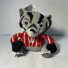 NWT Vintage Silly Slammers NCAA Wisconsin Badgers Plush Bean Bags Works w/ Sound