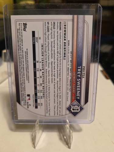 2025 Bowman Trey Sweeney (RC) Auto #PRV-TSA - Detroit Tigers - Picture 2 of 2
