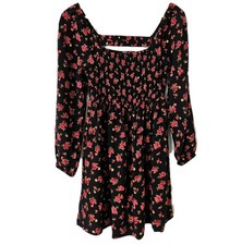Old Navy Dress M Mini Cottagecore Floral Milkmaid Romantic Smocked Boho