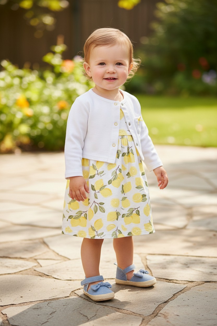 & Cardigan Lemon Girls Outfit Size 9-12m Nwt