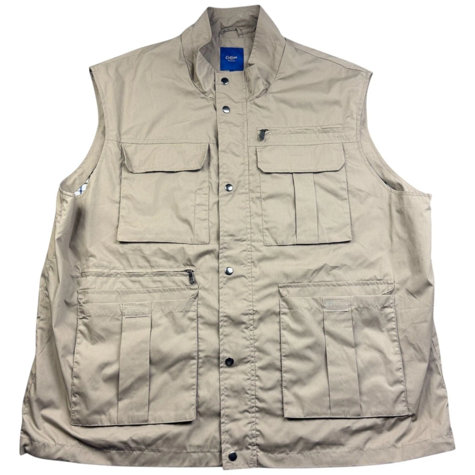 Cotton Traders Gilet XL Men Cream Polyester Utility Vest Zip Up Fishing Outdoors