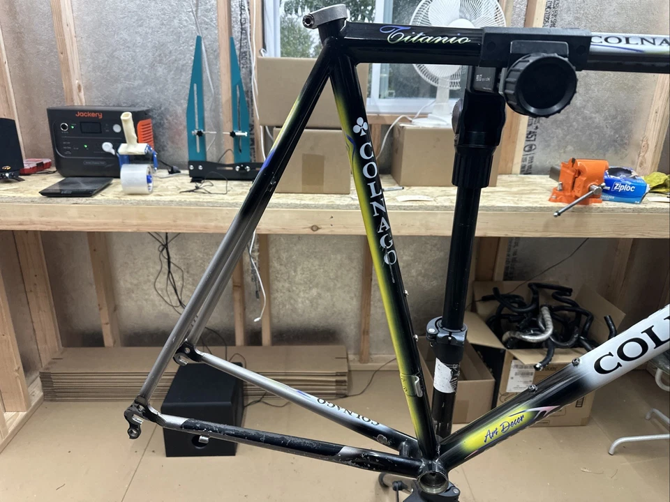 Titanium 58cm Colnago Titanio Art Decor Ti frameset fork & Campagnolo headset - Image 2 of 4