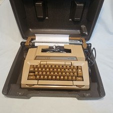 Smith Corona Coronet XL Model 6LEG Tan Electric Typewriter w/ Brown Case Working thumbnail