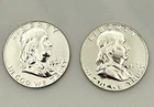 1961 1962 Franklin Half Dollars Proof Silver 90% US Mint Gem BU Lot 2 #1144