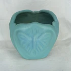 VINTAGE VAN BRIGGLE MING BLUE ART POTTERY BUTTERFLY MOTH VASE