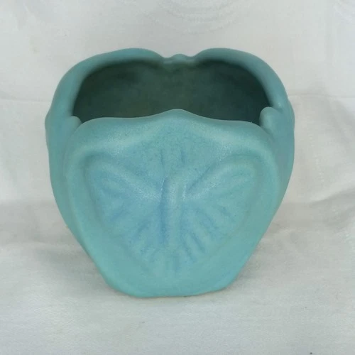 VINTAGE VAN BRIGGLE MING BLUE ART POTTERY BUTTERFLY MOTH VASE
