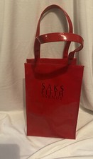 Rare Vintage Saks Fifth Avenue lined Red Patent Leather Tote