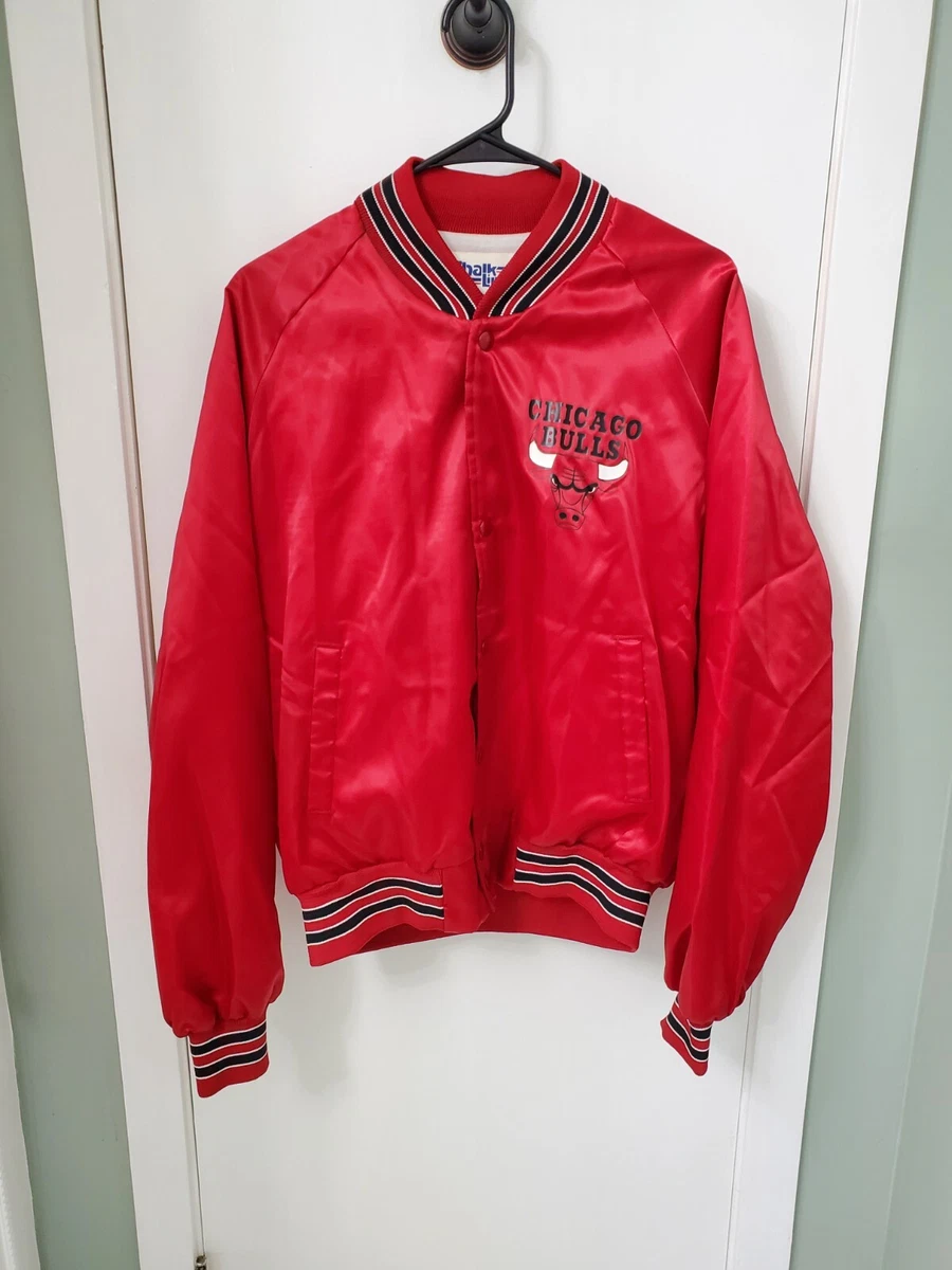 Vintage Chicago Bulls Chalk Line Jacket Satin Mens Large 80s Michael Jordan Era