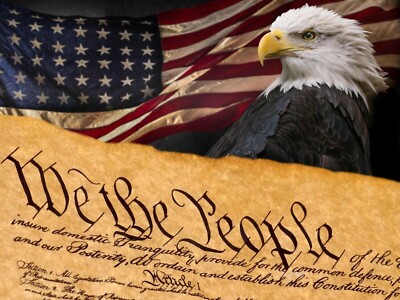 We the People Unites States Constitution American Flag Eagle Photo Poster 16x24