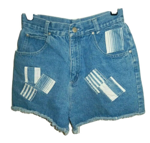 Vintage 80's Gitano Denim High Rise Shorts Patchwork Girl's 16 ( 25 x 2 1/4)