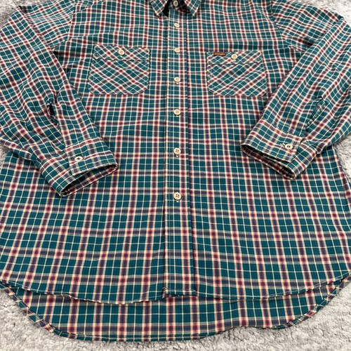 Vintage Wrangler Western Hemd Herren Large grün Tattersall kariert Made in USA 80er - Bild 4 von 13