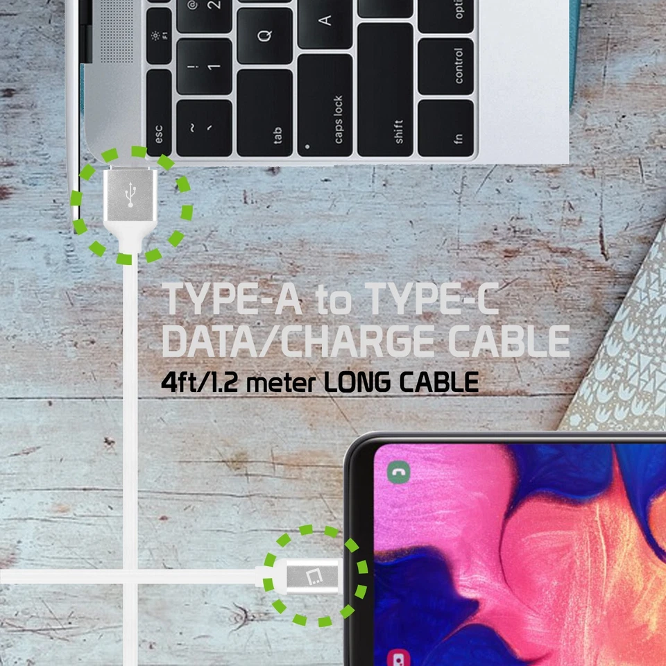Cellet 4FT USB-C to USB-A Data Sync Fast Charger Cable Flexible Reversible USB-C - Image 2 of 4