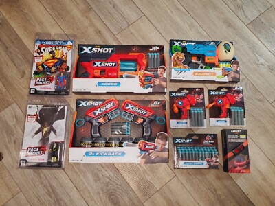 GIFT LOT OF Blaster X-Shot Kickback Micro Extinct Darts Superman Black Adam Zuru