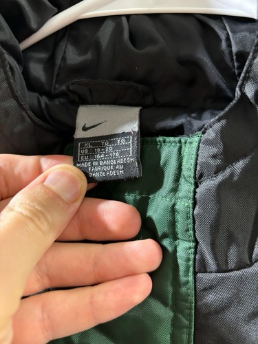 Nike Jacket YouthXL Green Parka Hooded Long Coat Full Zip Soccer Coach Throwback - Picture 2 of 5