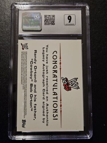 2009 Topps WWE Cowboy Bob Orton & Randy Orton Dual Autographs CSG 9 Wrestling - Picture 4 of 7