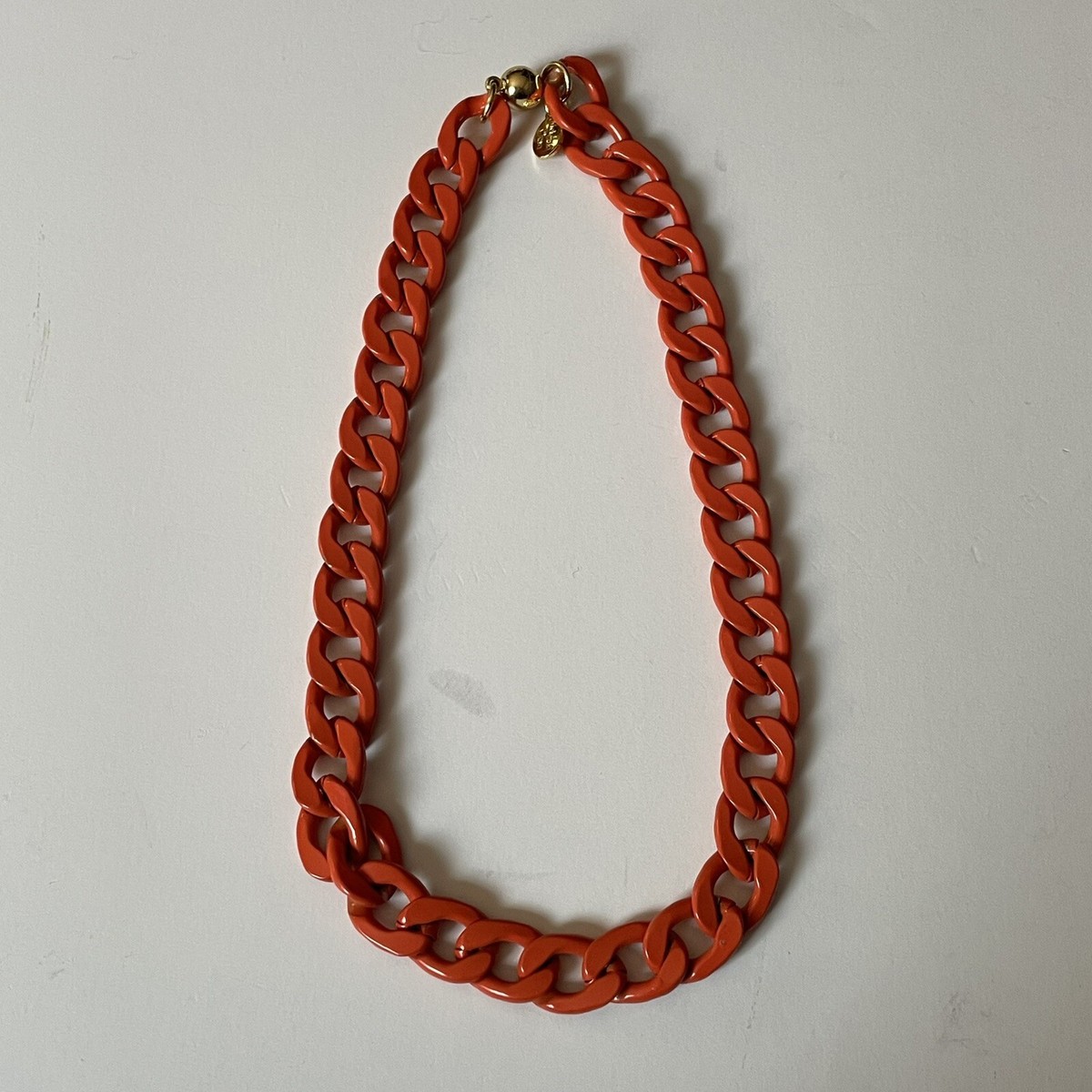 Melania Clara Orange Chain Necklace Magnetic Closure Statmemt