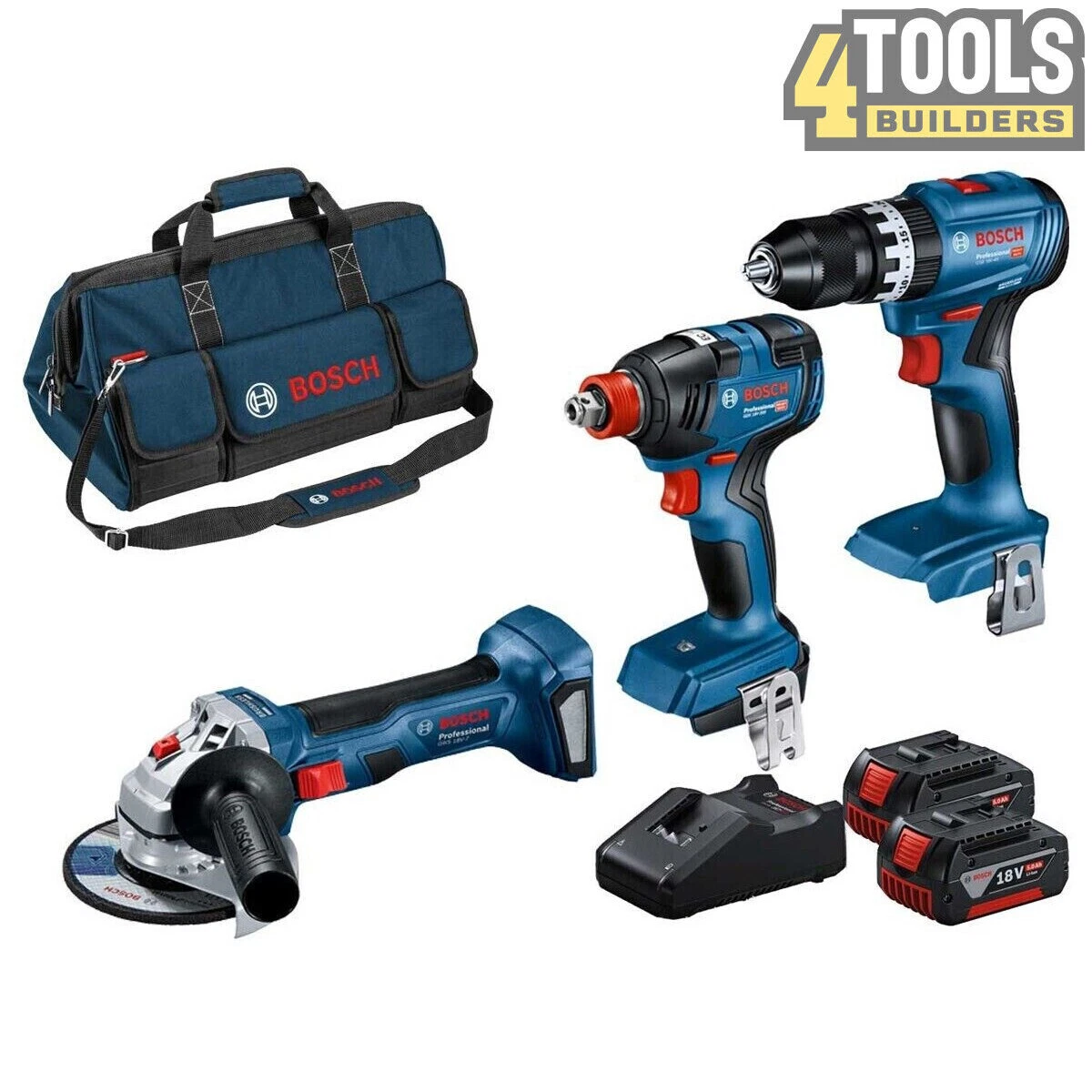 Bosch Professional 0615990N35 18V 3 Piece Brushless Tool Kit 2 x 5Ah Batteries