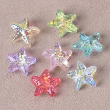 10pcs 14x15mm Glossy Starfish Star Crystal Glass Loose Beads For Jewelry Making