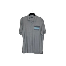 Travis Mathew Polo Shirt Size Large Gray With Striped Pocket  Logo Golf Mens