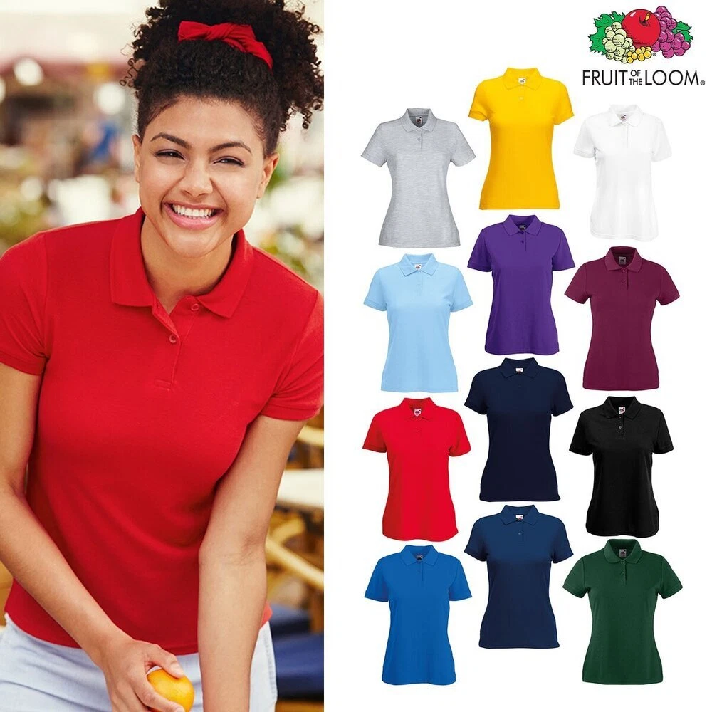 Fruit of the deals loom women's polo shirts