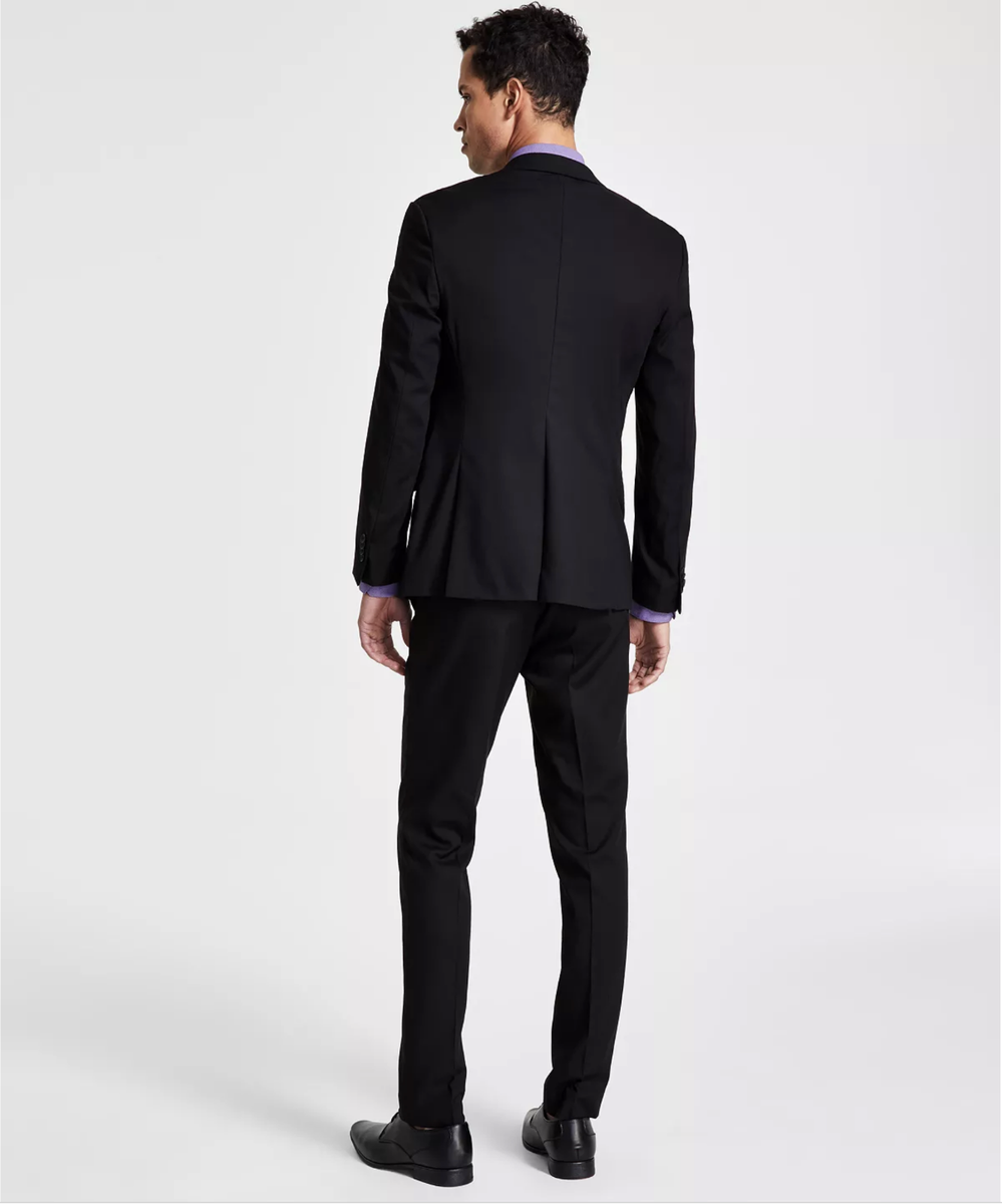 Giacca Da Smoking Da Uomo VINTAGE Doppio Petto In Raso Con Revers A - Foto 5