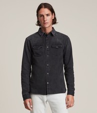 AllSaints Flaxton Men's Denim Shirt Washed Black XXL