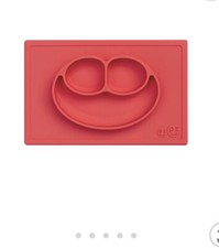 ezpz EZPZ Happy Mat Silicone Placemat 3-compartment EUC Coral Toddler Feeding