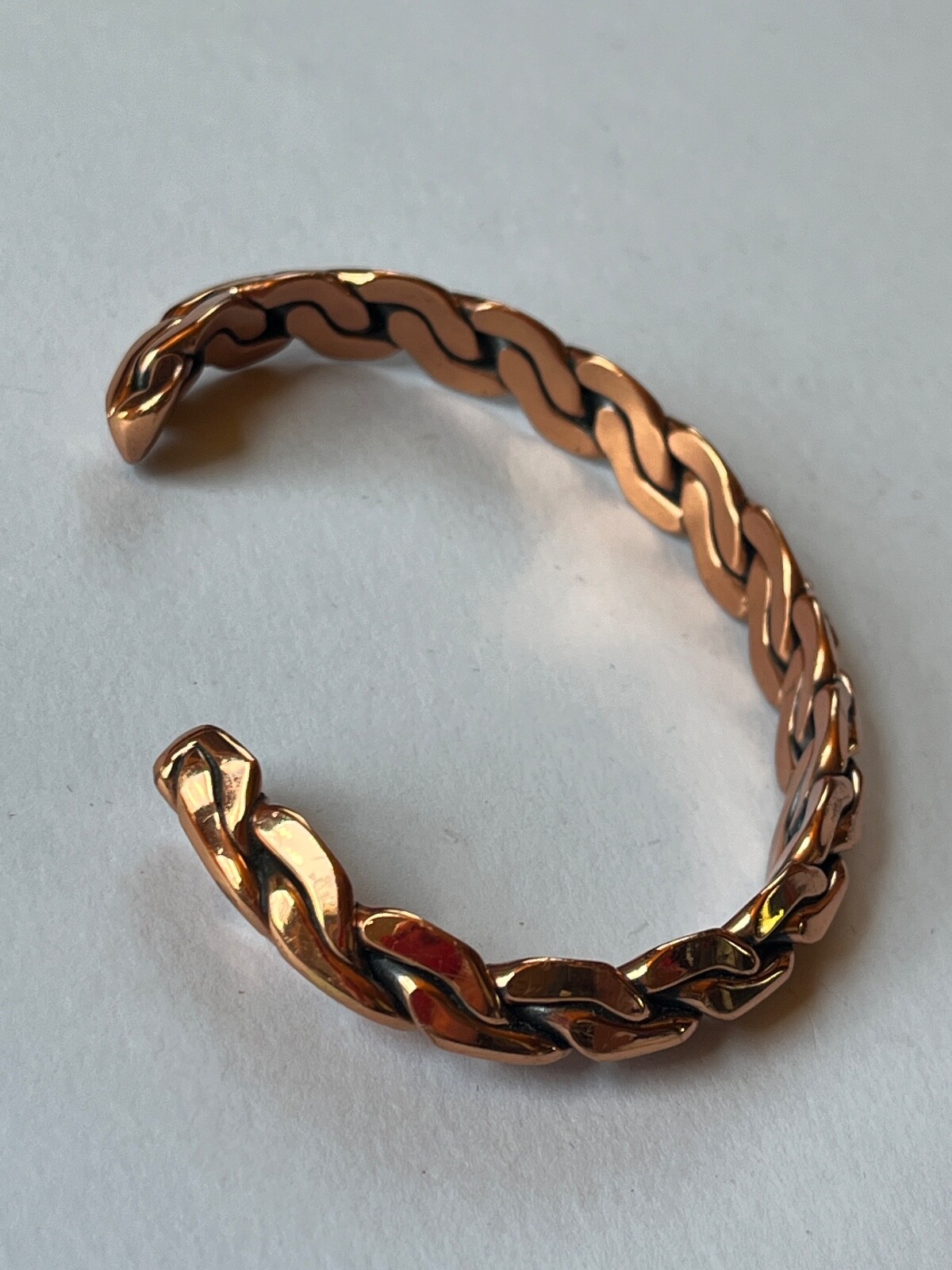 Thick Solid Copper Modified Curb Link Cuff Bangle… - image 2