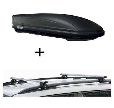 Dachbox MAA400L matt + Relingträger CRV135 für für Fiat Stilo SW 01-10 