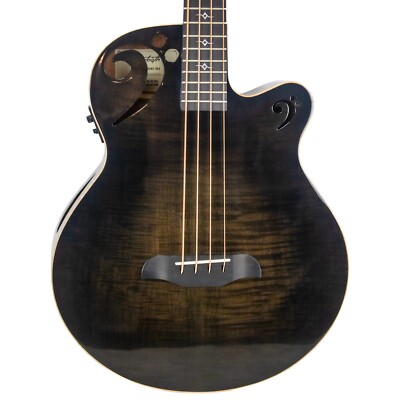 Sawtooth Rudy Sarzo Transparent Black Flame Acoustic-Electric Bass Guitar