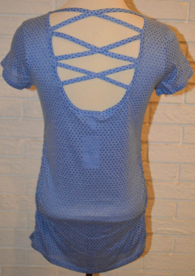 Top para mujer Bozzolo azul lunares manga corta fruncido tallas S, M, L Foto 3 de 4