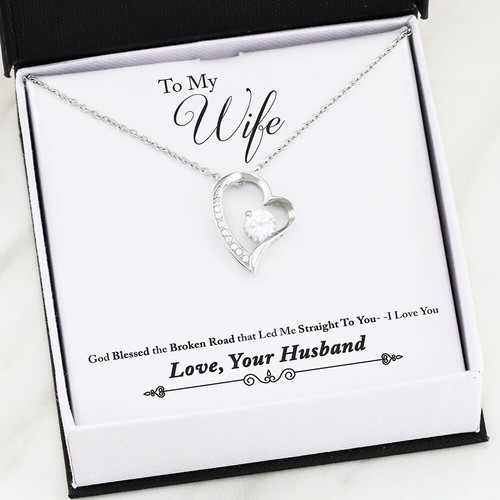 Husband & Wife Valentine Gift, Romantic Jewelry Forever Heart Necklace For Women - Picture 4 of 8